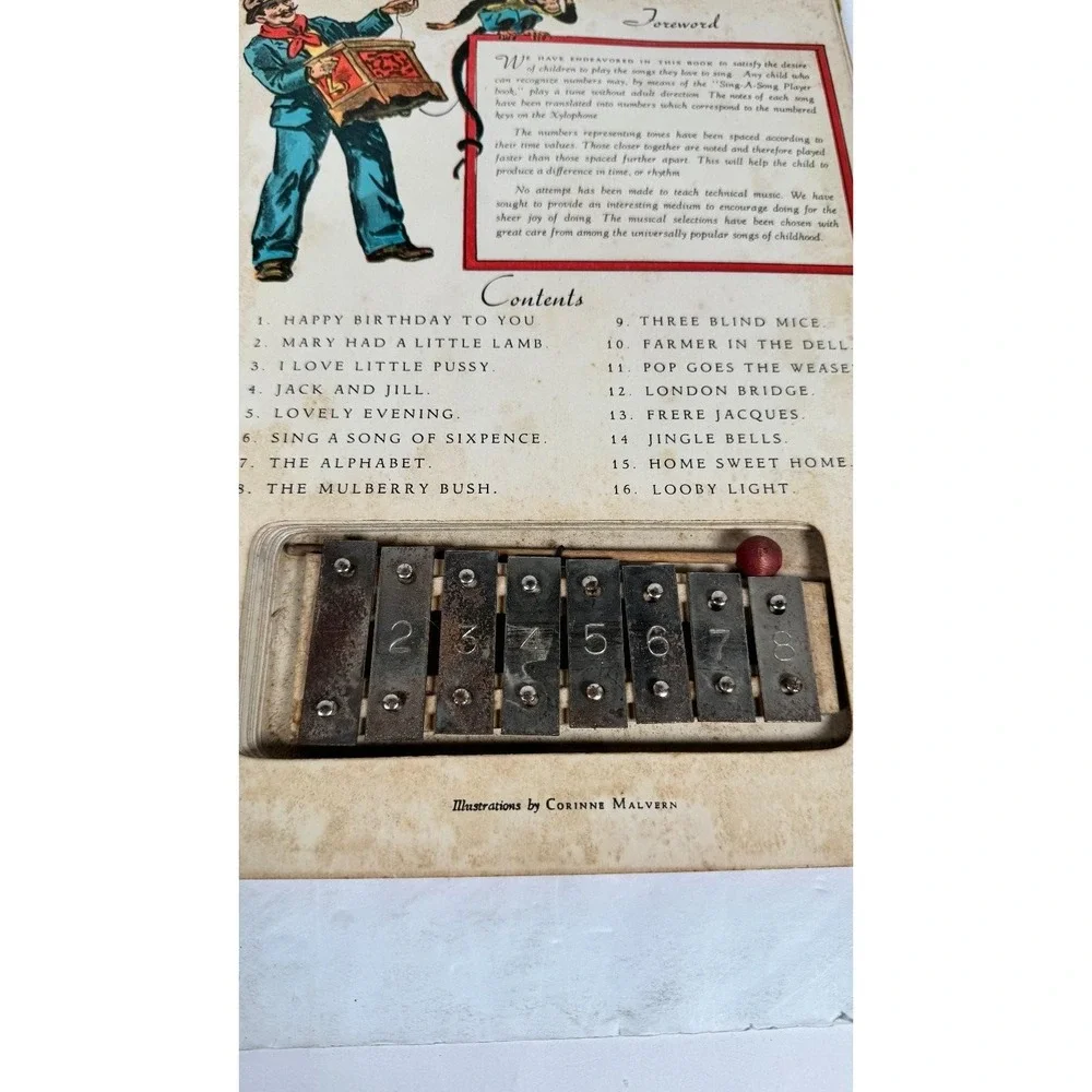 Sing-A-Song Playerbook Sam See 1947 Xylophone Music McLoughlin Bros w/ Mallet